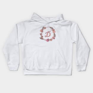 Letter D Rose Pink Initial Monogram - Letter D Kids Hoodie